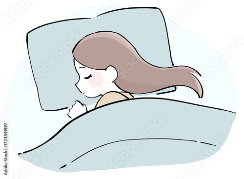 横向き寝している女性