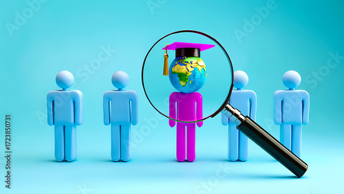 A diverse team of 3D men stands together in a circular group, with one leader holding a red heart, symbolizing community and shared success	