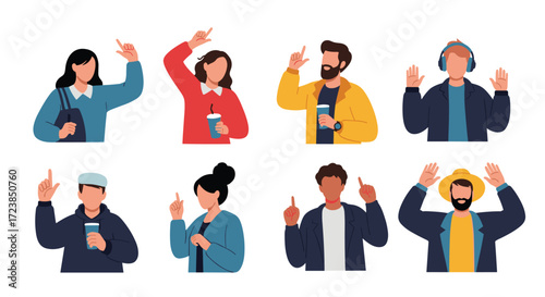 Wallpaper Mural A collection of diverse people pointing upwards and holding drinks. Torontodigital.ca