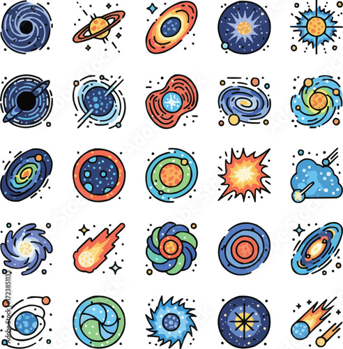 Space Phenomenon Icons – 25 Rare Astronomy Vector Set