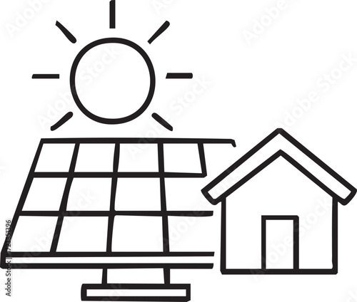 Modern House With Solar Panels Powering Home Electricity From Clean Energy