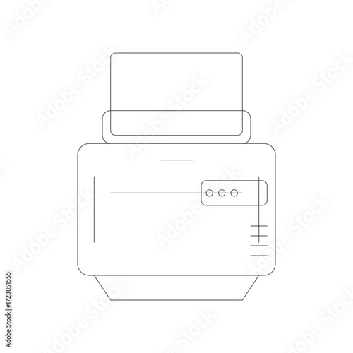 Printer Outline Vector – Editable Office Device Illustration
