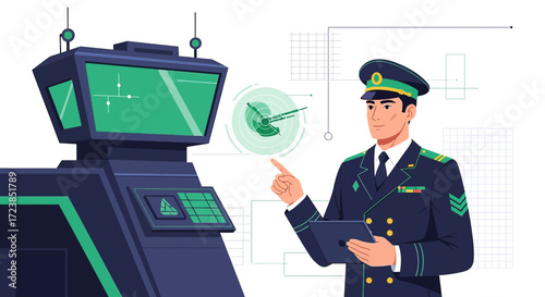 Aviation industry professional using technology for flight control and monitoring for safe
