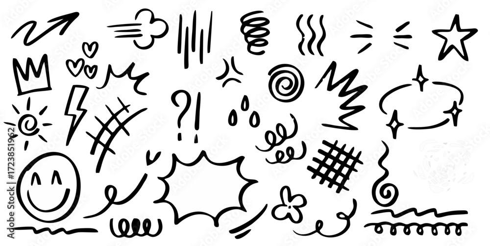 Fototapeta premium Set of hand drawn doodle expr...