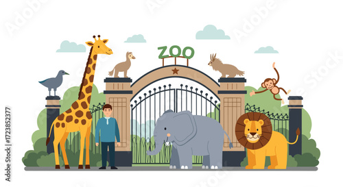 A day at the zoo with various animals visiting.