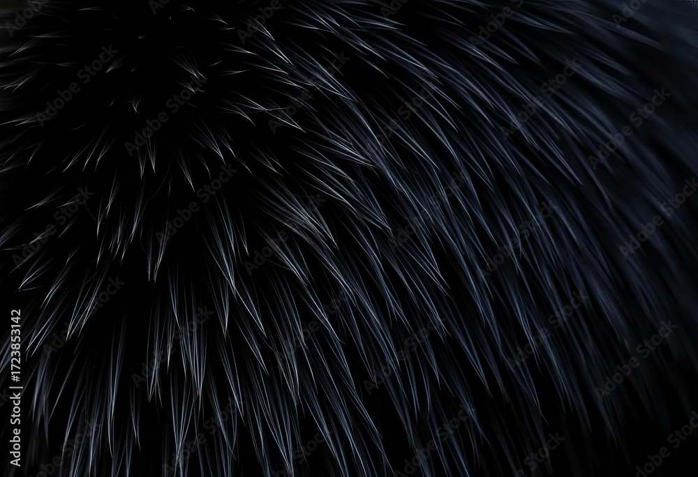 Fototapeta premium Close-up of deep black fur, showing individual hairs and subtle sheen, pattern, fibers