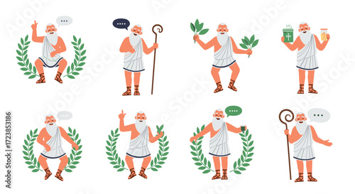 Collection of ancient Greek god figures in various poses.