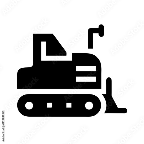 Excavator vector icon for construction and machinery design