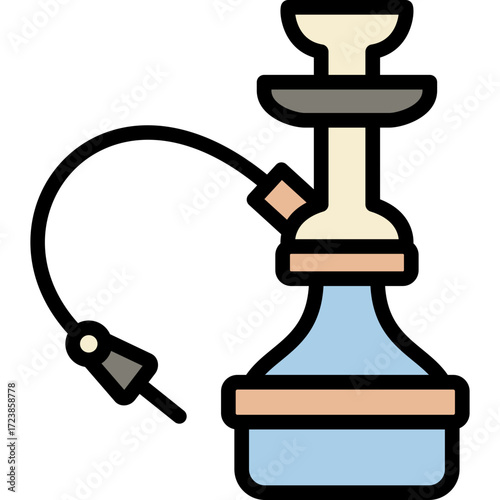 hookah colored line icon