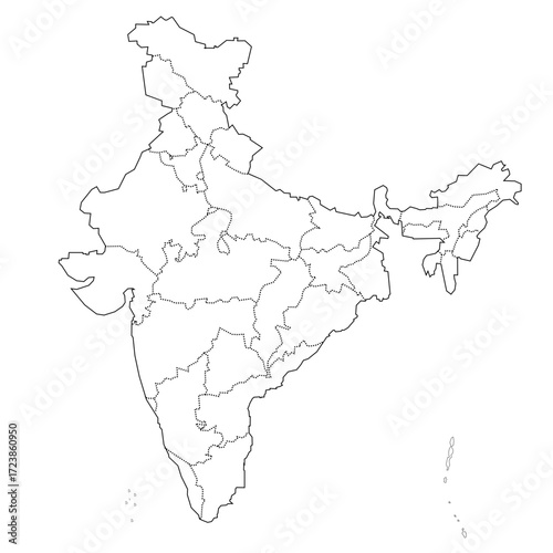 Indian map out line with state boder vector illustration