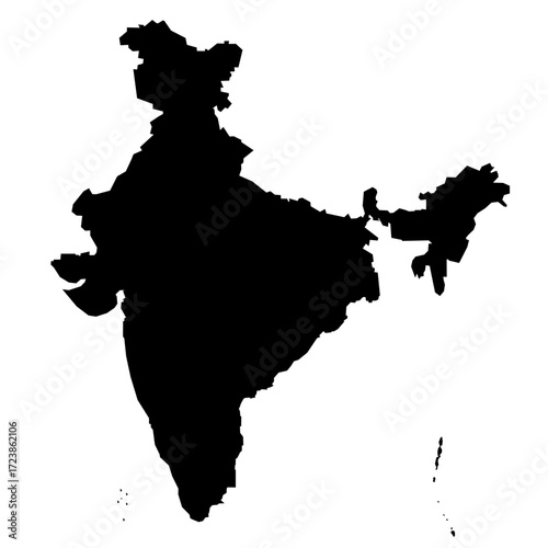 Indian map  black and white vector illustration