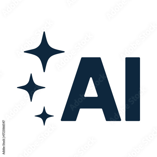 AI letter logo with sparkles icon. illustration of Artificial Intelligence, AI icon. Simple AI text logo, technology and digital concept illustration.