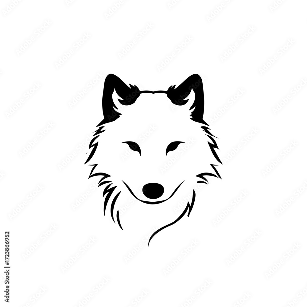 Obraz premium Wolf. Wolf simple black and white line art vector logo