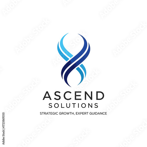 Logo for Ascend Solutions featuring a blue abstract infinity symbol with the tagline 'Strategic Growth, Expert Guidance'.