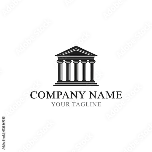 A classic architectural logo featuring a Greek temple or courthouse, suitable for law, finance, or government.