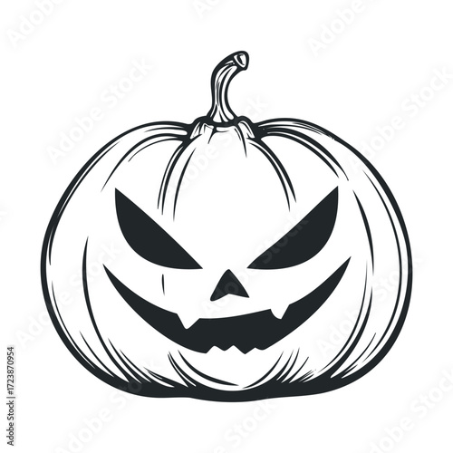 Sketch of a carved pumpkin with an evil, sinister grin.