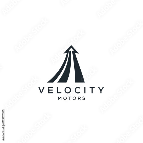 Velocity Motors logo featuring an upward arrow, representing speed and progress in the automotive industry.