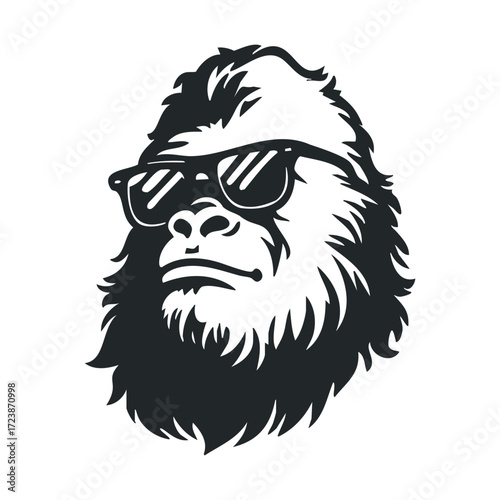 Stylized portrait of a gorilla wearing square sunglasses.