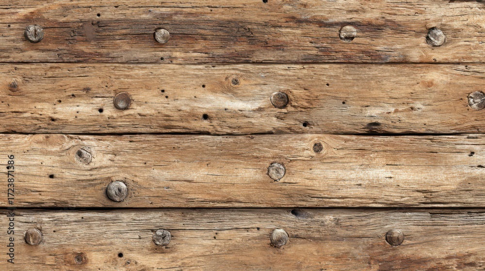 Naklejka premium Seamless oak wood plank arrangement with visible knots, earthy textures, and organic imperfections for realistic design