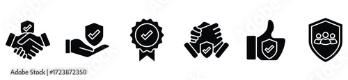Trustworthy Business and Partnership Outline Icon Set	
