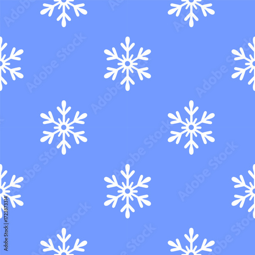 Wallpaper Mural Vector illustration of a seamless snowflake pattern featuring white geometric snowflakes on a vibrant blue background. Ideal for winter themes, textile design, and festive decor.	
 Torontodigital.ca