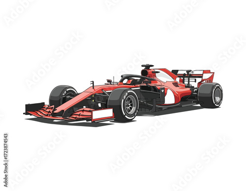 Dynamic vector illustration of a high-performance open-wheel racing car, showcasing sleek aerodynamic design and powerful sports vehicle aesthetics for speed-related concepts