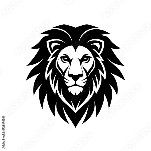 Illustration of a lion head with a mane on transparent background