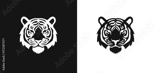 Striking wild feline design featuring a tiger head vector illustration for a tribal tattoo logo