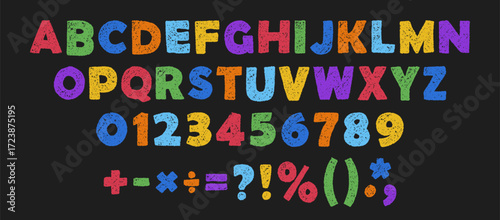 Wallpaper Mural Crayon kids font. Hand drawn scribble funny playful alphabet. Torontodigital.ca