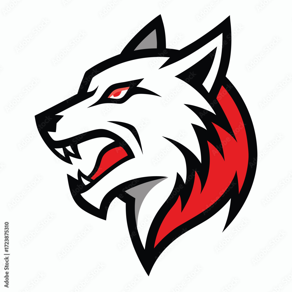 Obraz premium Powerful Wolf Head Mascot Logo Howling Strong Style