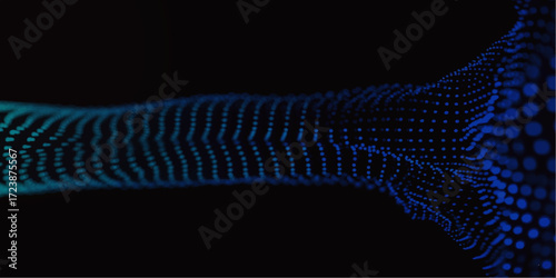 Abstract blue background featuring a fractal realms abstraction with vector wave and halftone dot pattern elements for a web design concept illustration.