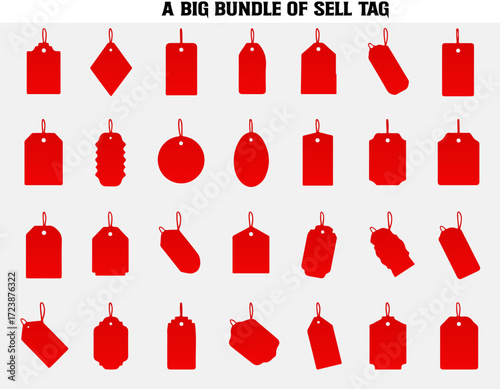 A big collection of Red Black Friday Price Tags with Varying Discounts in Silhouette Style collection red price