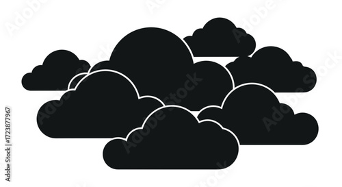 Black silhouette cloud cluster icon isolated on a white background simple weather graphic