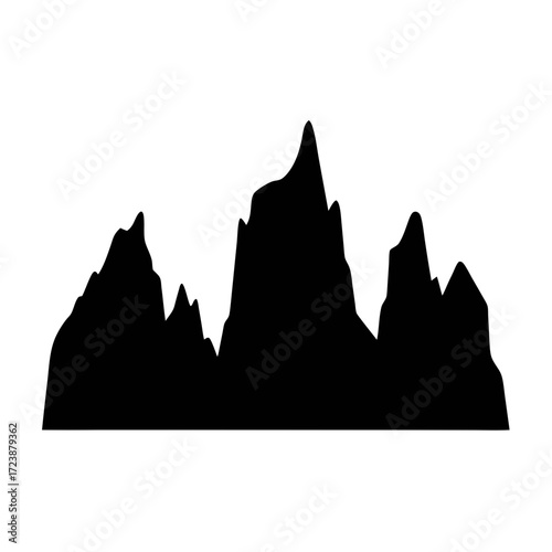 Black mountain range silhouette vector illustration for outdoor adventure and nature designs scenery
