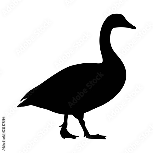 Isolated black silhouette of a goose vector illustration waterfowl bird wildlife animal nature avian