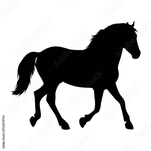 Black horse silhouette vector image for equestrian design projects and horse themed illustrations use now
