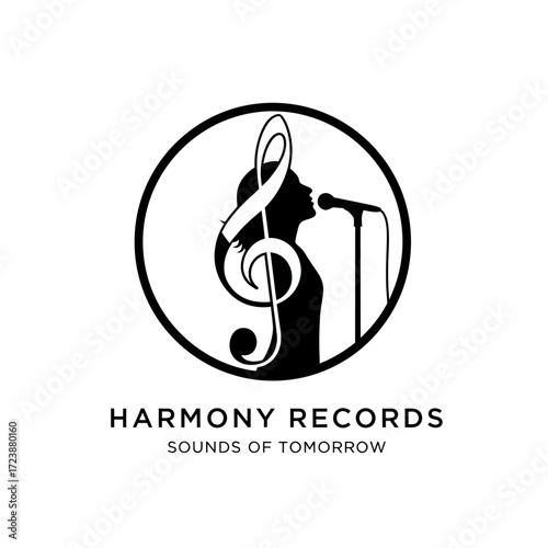 Harmony Records logo with silhouette of singer and treble clef.