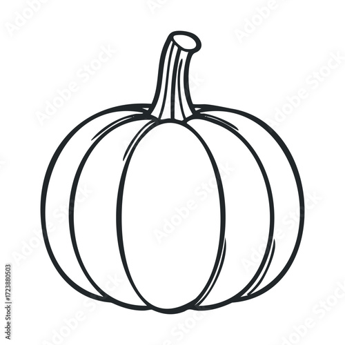 Simple line drawing of a smooth, round pumpkin.