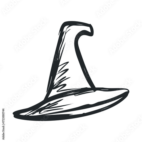 Simple, hand-drawn sketch of a pointed witch hat