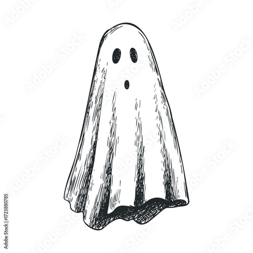 Simple sketch of a ghost with surprised expression