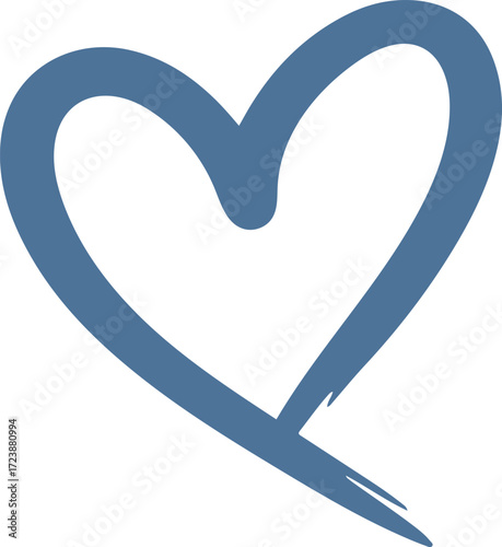 Hand drawn heart illustration in muted blue isolated on white background conveying love affection and care for creative projects and designs symbolizing romance and relationships