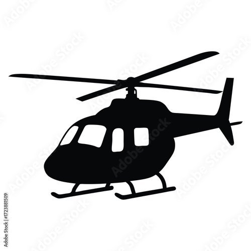 Helicopter silhouette vector image for aviation design and transportation projects free download