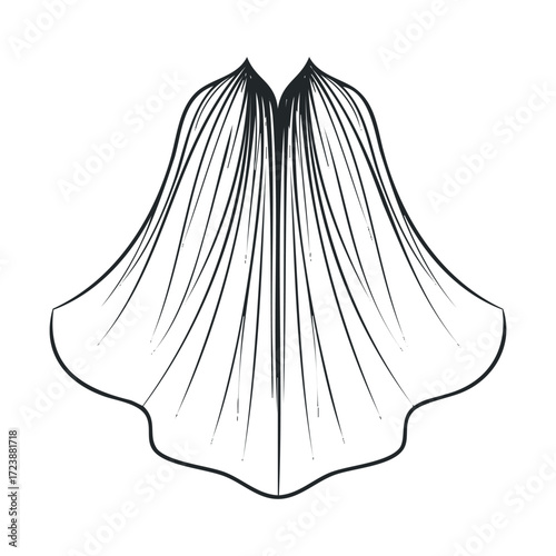 Sketch of a stylized, draped cape for a spooky costume.