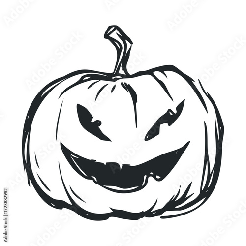 Rough, hand-drawn sketch of a terrifying pumpkin grin.