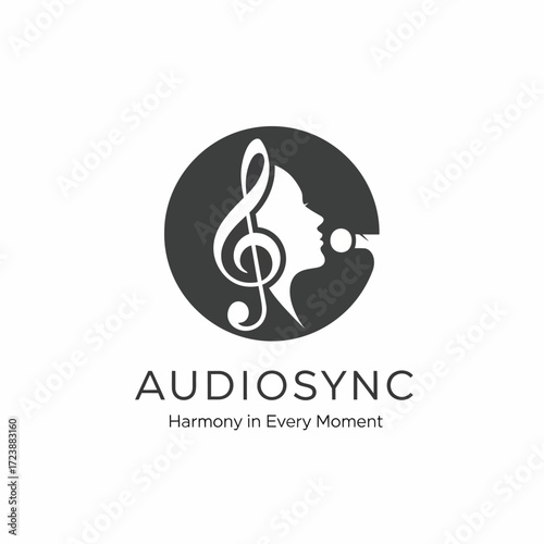 Audiosync logo featuring a treble clef and a person singing into a microphone.