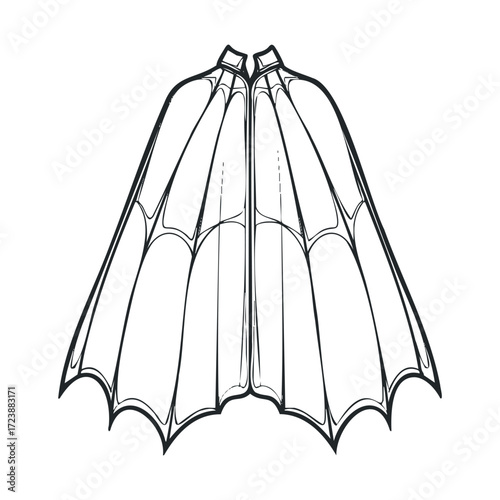  Line drawing of a vampire cape shaped like bat wings.