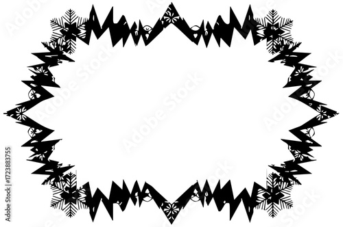Elegant jagged frame design with snowflakes for holiday cards, invitations and promotions