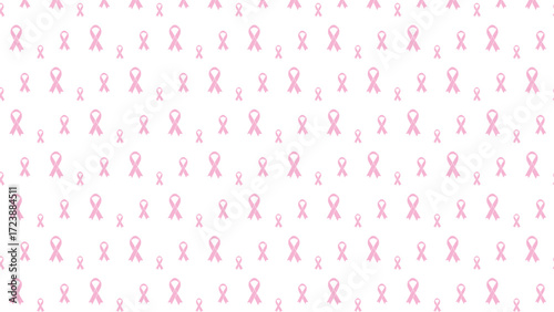 Seamless pattern of scattered pink ribbons for breast cancer awareness