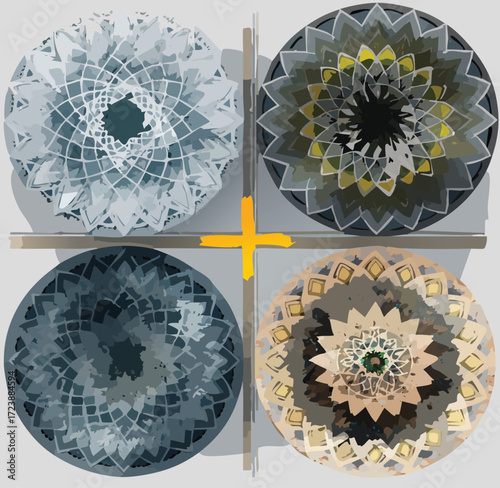 Abstract Mandala Designs A Colorful Collage of Geometric Patterns and Decorative Elements for Creative Projects
