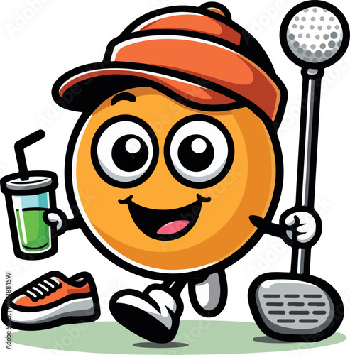 orange emoji golfer with drink and shoe clip art preview